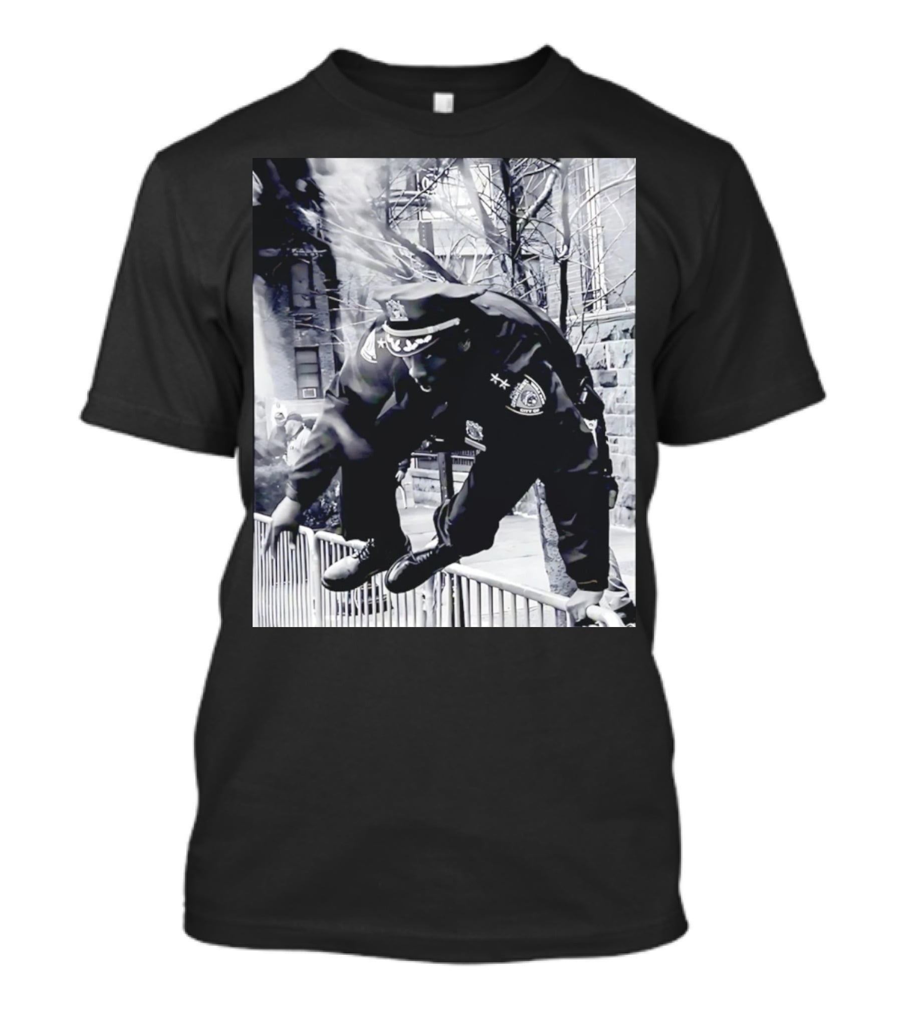Chief Aaron Edwards American Hero Police Officer Jumping Fence T-Shirt