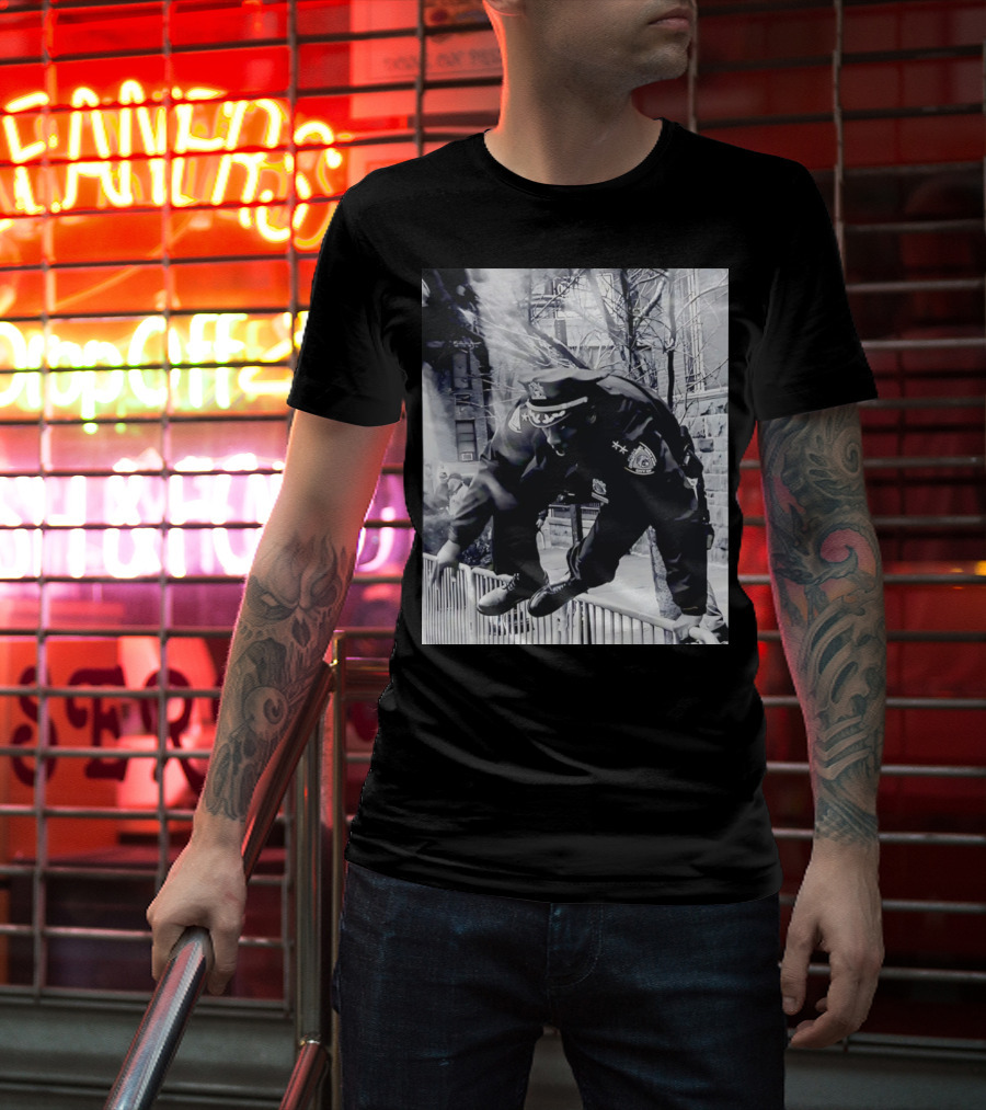 Chief Aaron Edwards American Hero Police Officer Jumping Fence T-Shirt