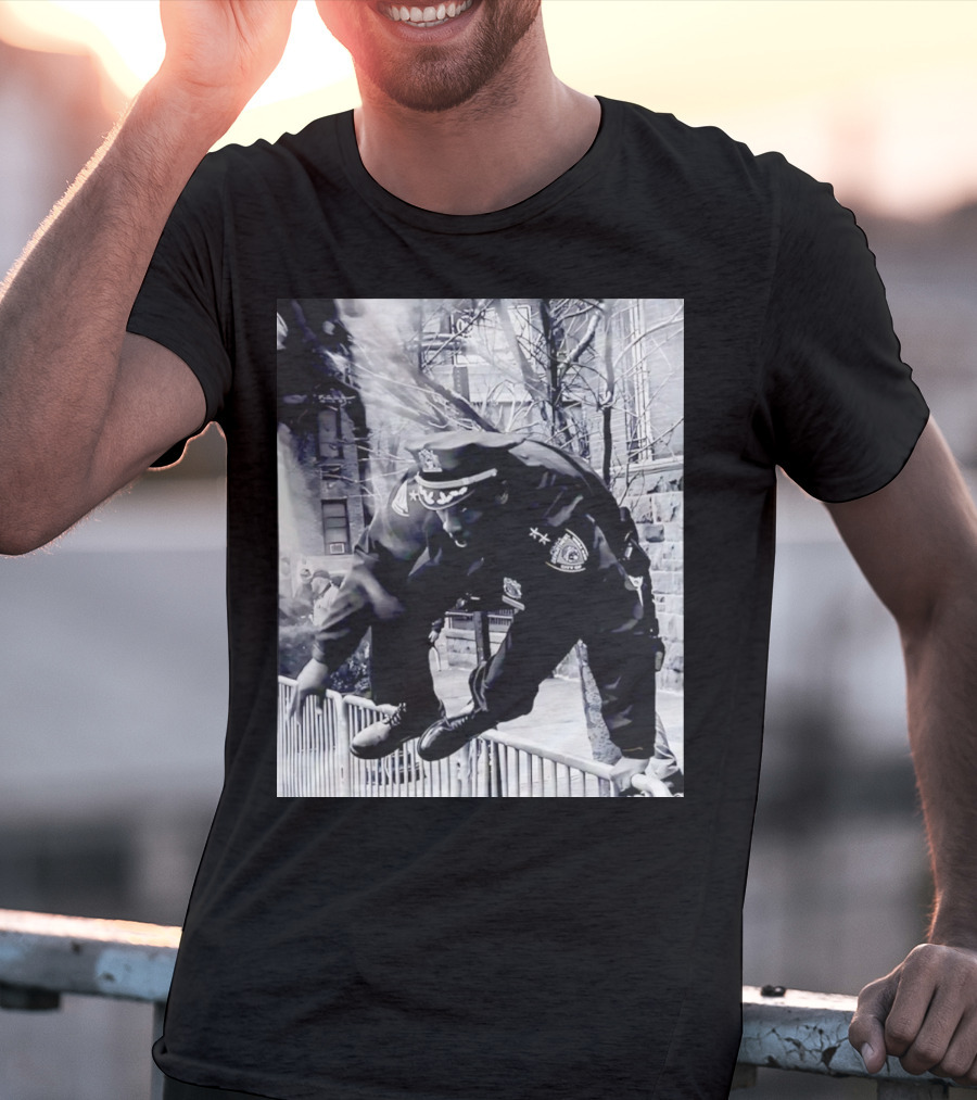 Chief Aaron Edwards American Hero Police Officer Jumping Fence T-Shirt