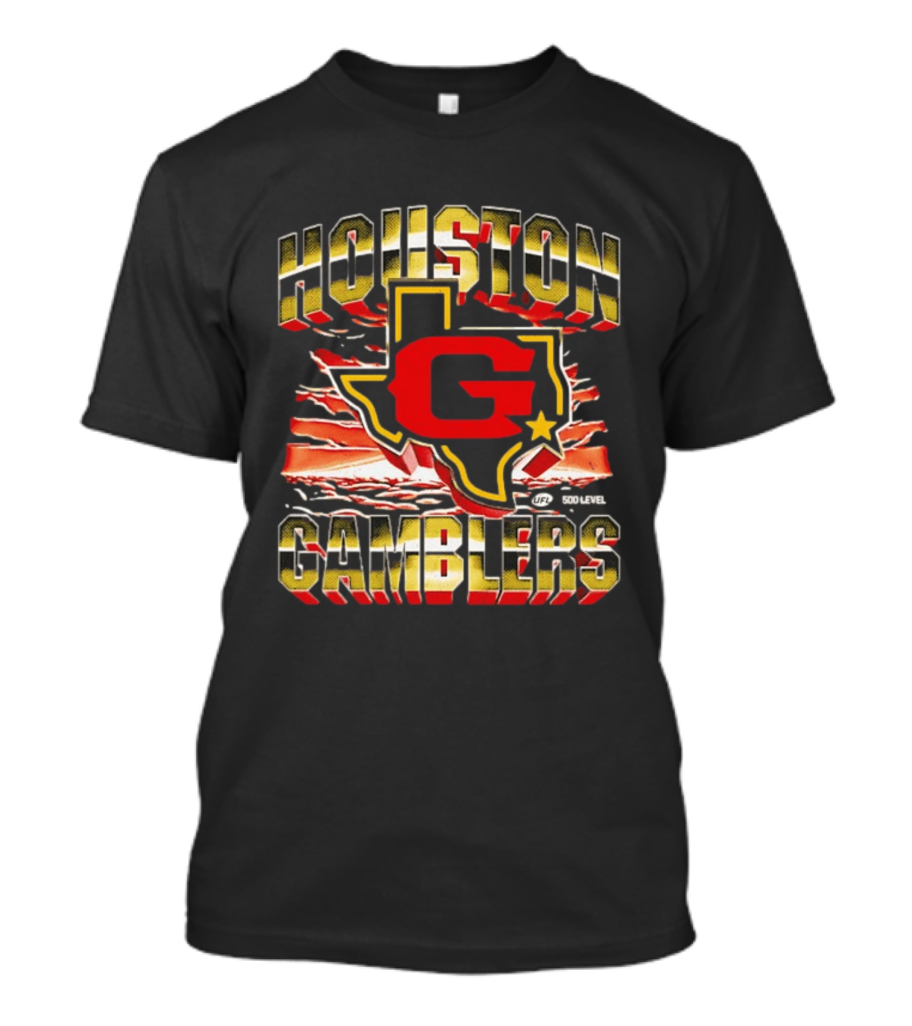 Houston Gamblers UFL Texas Map Star T-Shirt
