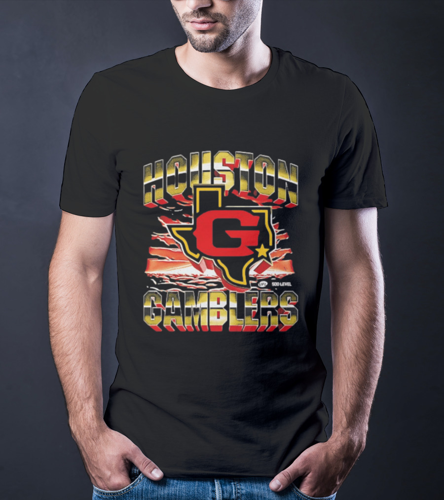 Houston Gamblers UFL Texas Map Star T-Shirt