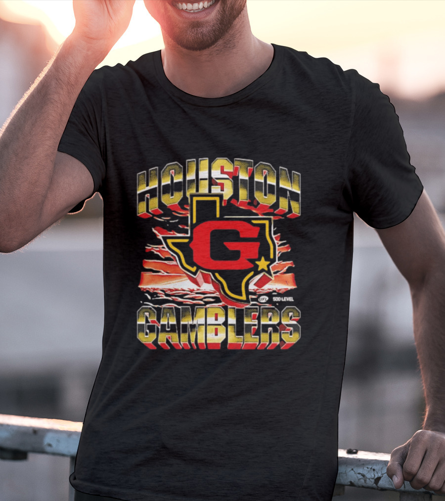 Houston Gamblers UFL Texas Map Star T-Shirt