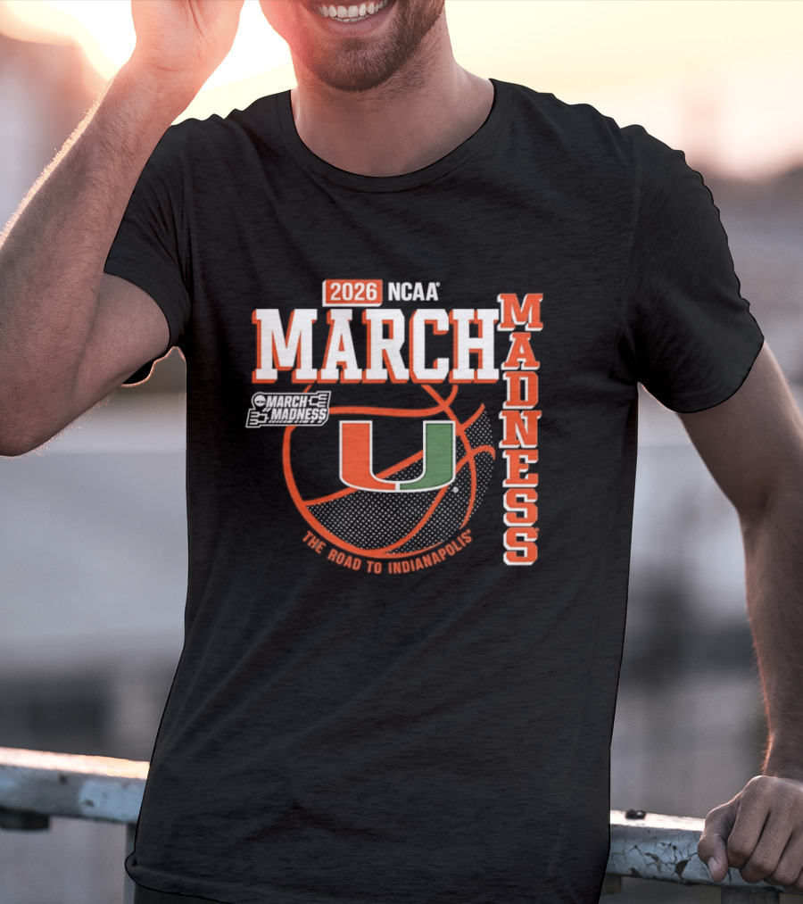 NCAA March Madness 2026 Miami Hurricanes The Road To Indianapolis T-Shirt