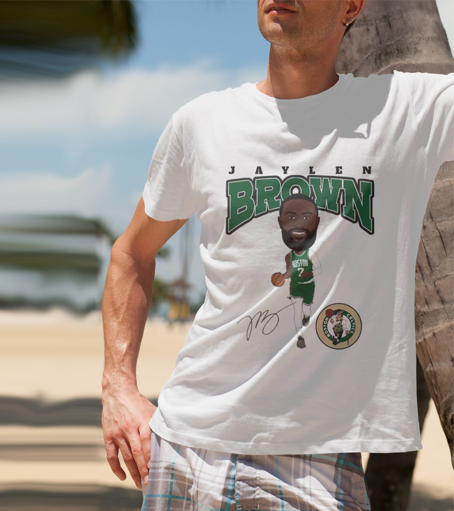 Jaylen Brown Boston Celtics Hardwood Comic Celtics Player Caricature T-Shirt