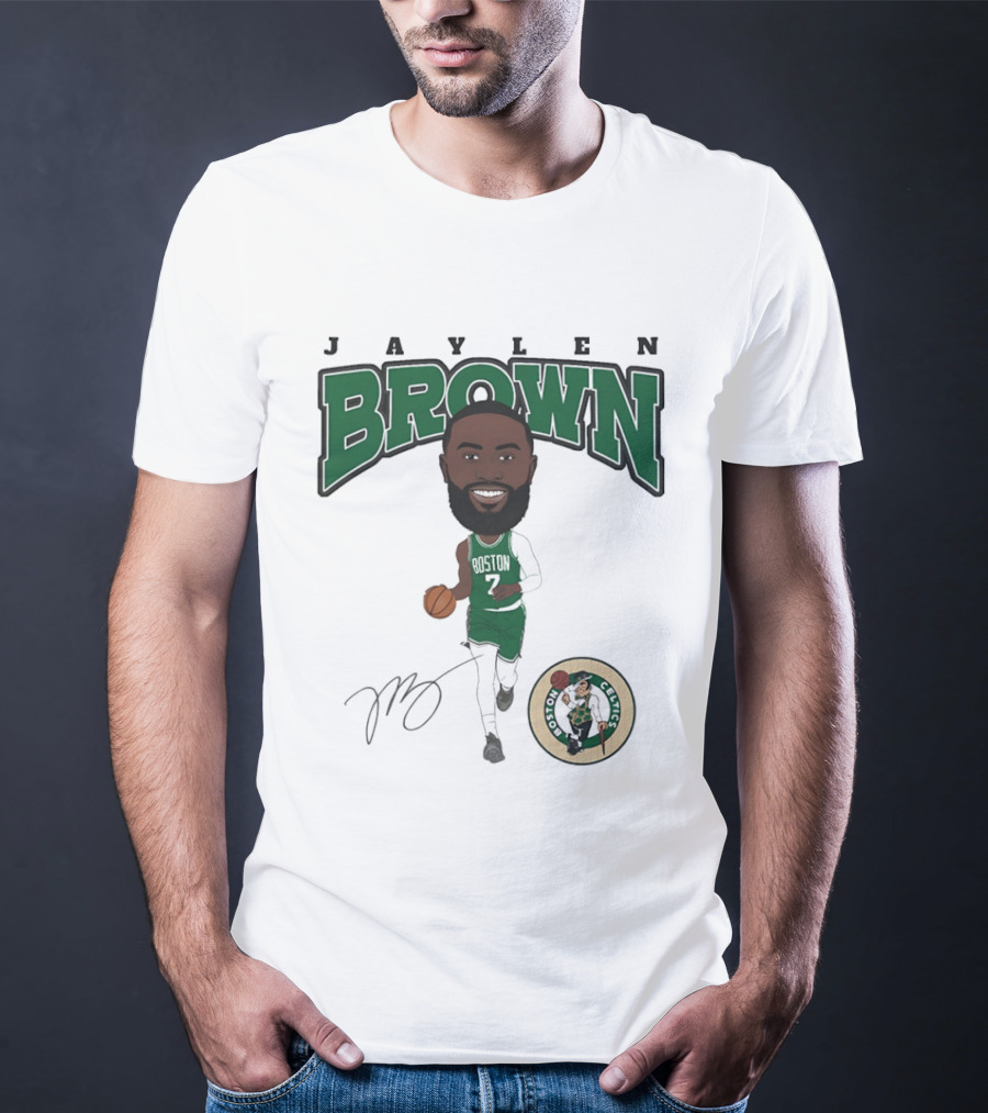 Jaylen Brown Boston Celtics Hardwood Comic Celtics Player Caricature T-Shirt