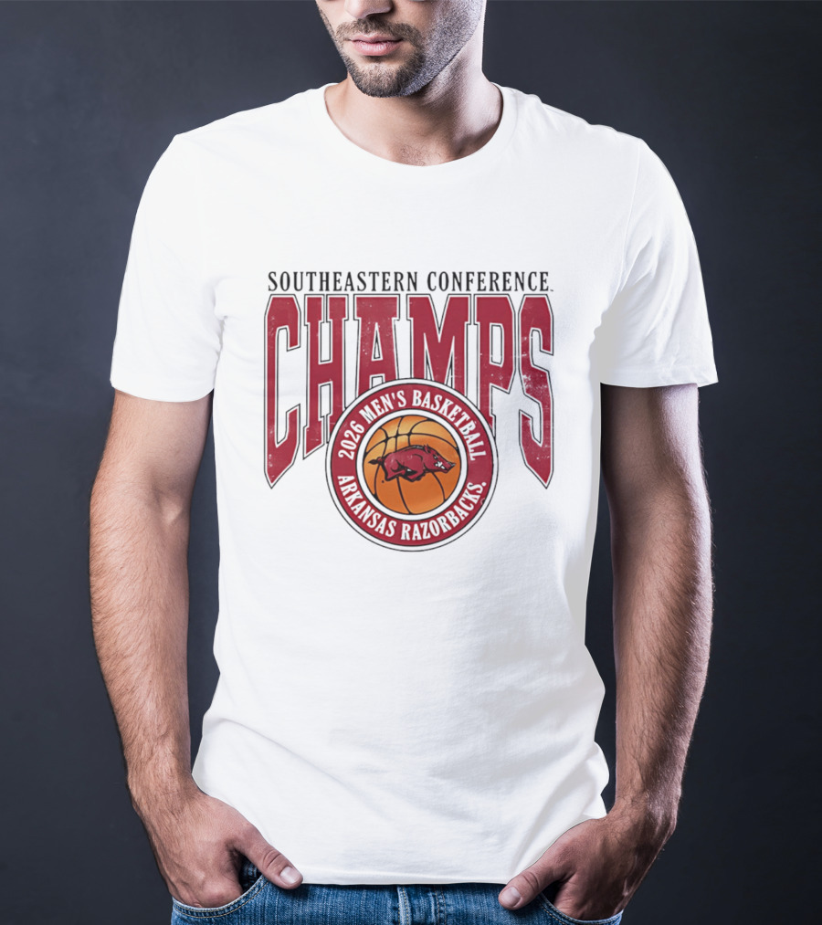 2026 Arkansas Razorbacks Men's Basketball Southeastern Conference Champs T-Shirt