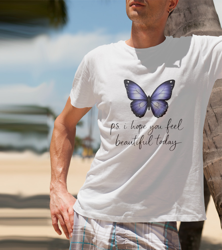 Charlotte Flair P.S. I Hope You Feel Beautiful Today Blue Butterfly T-Shirt