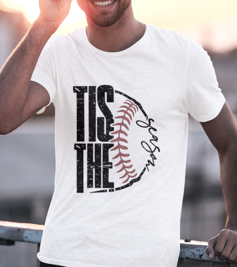 Tis The Season Baseball Stitch Spiral T-Shirt