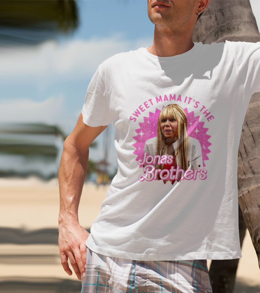 Sweet Mama It's The Jonas Brothers Blond Character Pink Sparkle T-Shirt