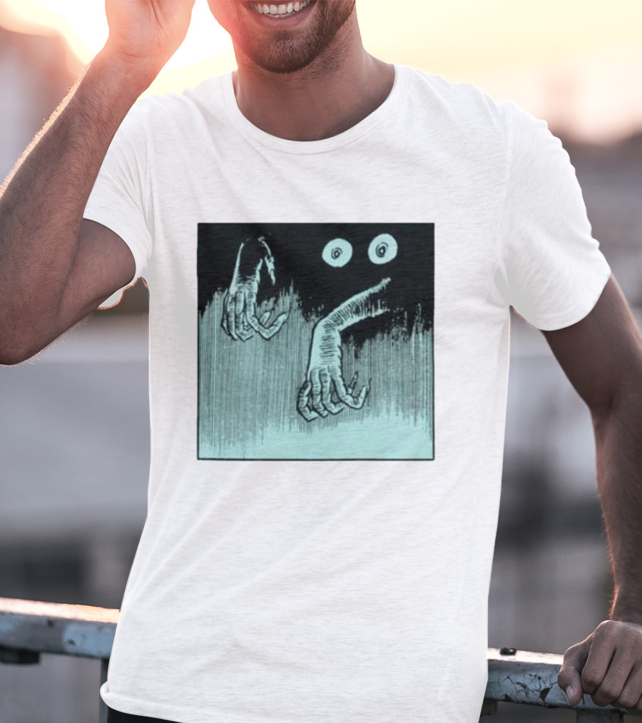 Creepy Eyes And Clawed Hands Emerging From Darkness T-Shirt