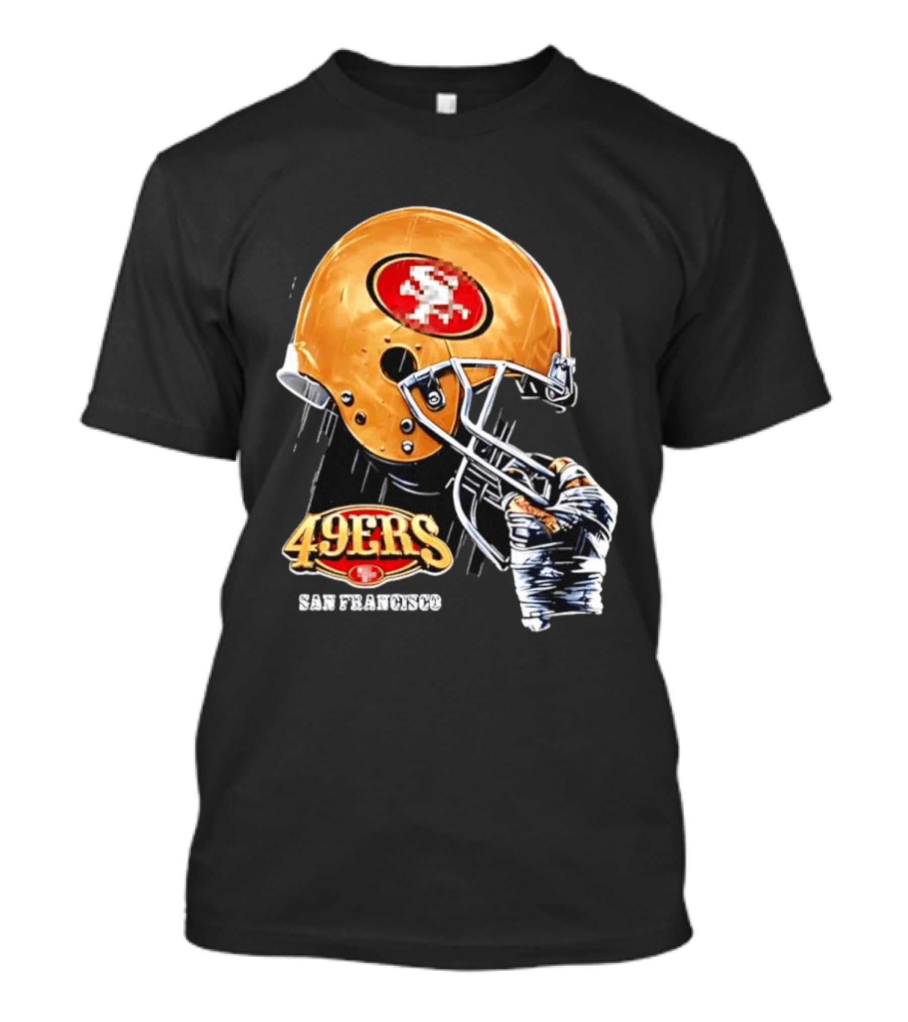 San Francisco 49ers Helmet Held By Gloved Hand T-Shirt