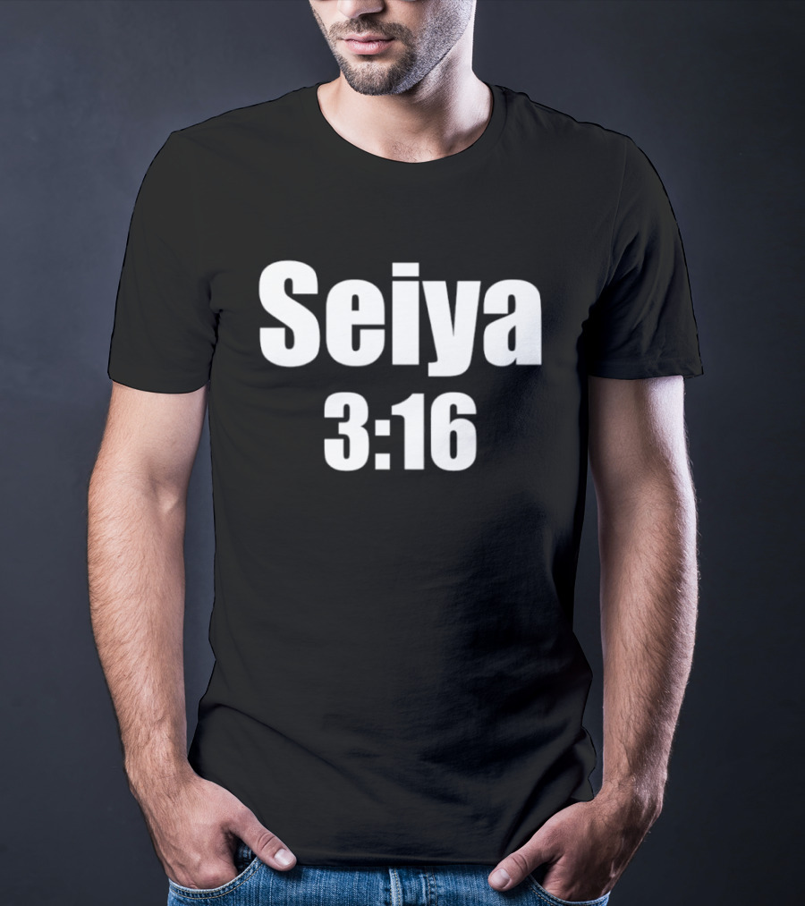 Seiya 3:16 Bold Text Design Iconography T-Shirt
