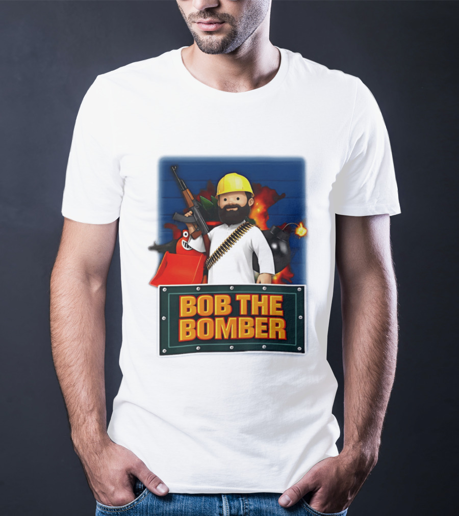 Bob The Bomber Cartoon Character With Gun And Explosives T-Shirt