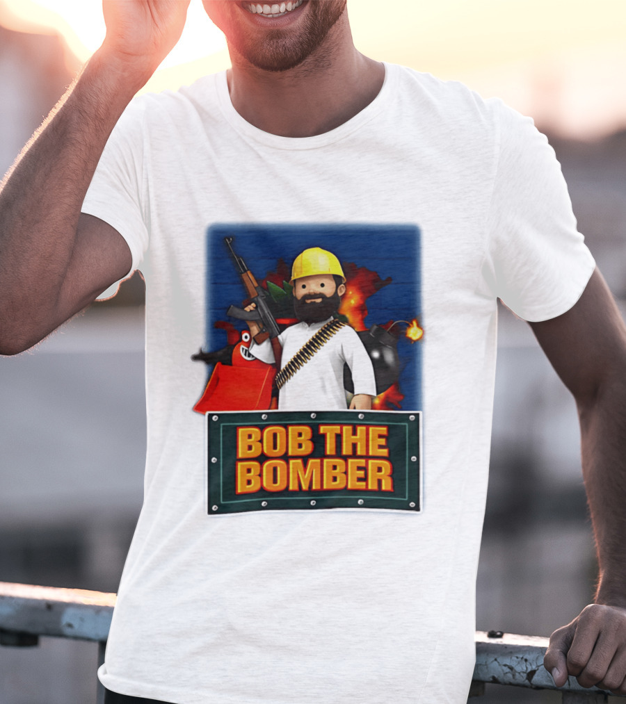 Bob The Bomber Cartoon Character With Gun And Explosives T-Shirt