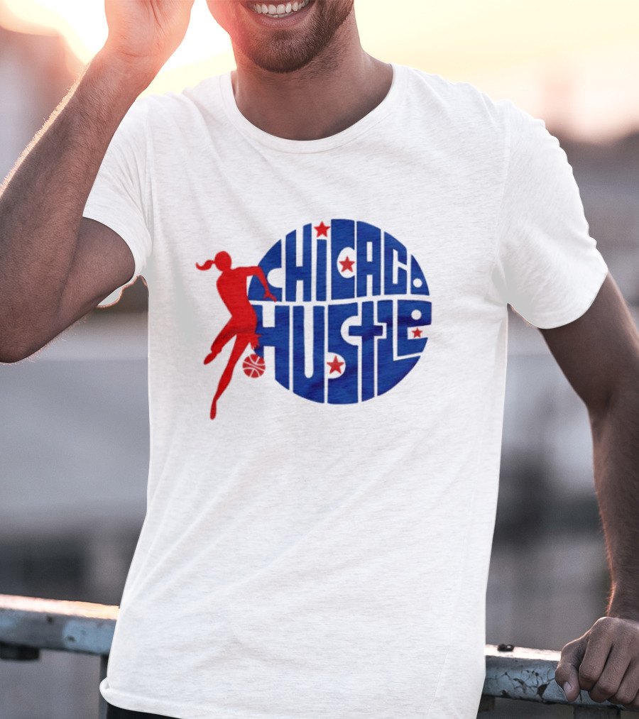 Chicago Hustle WPBL Basketball Red Player Blue Circle T-Shirt