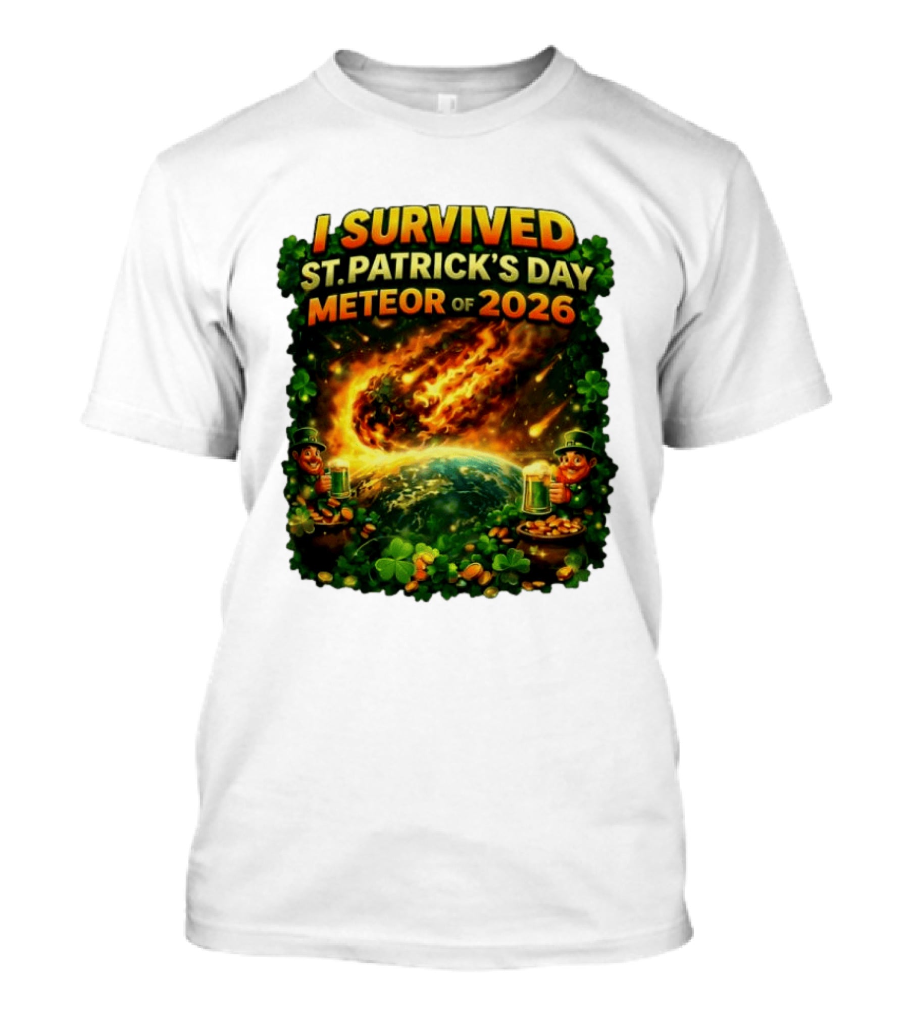 I Survived St. Patrick's Day Meteor Of 2026 Leprechaun Shamrock Adventure T-Shirt