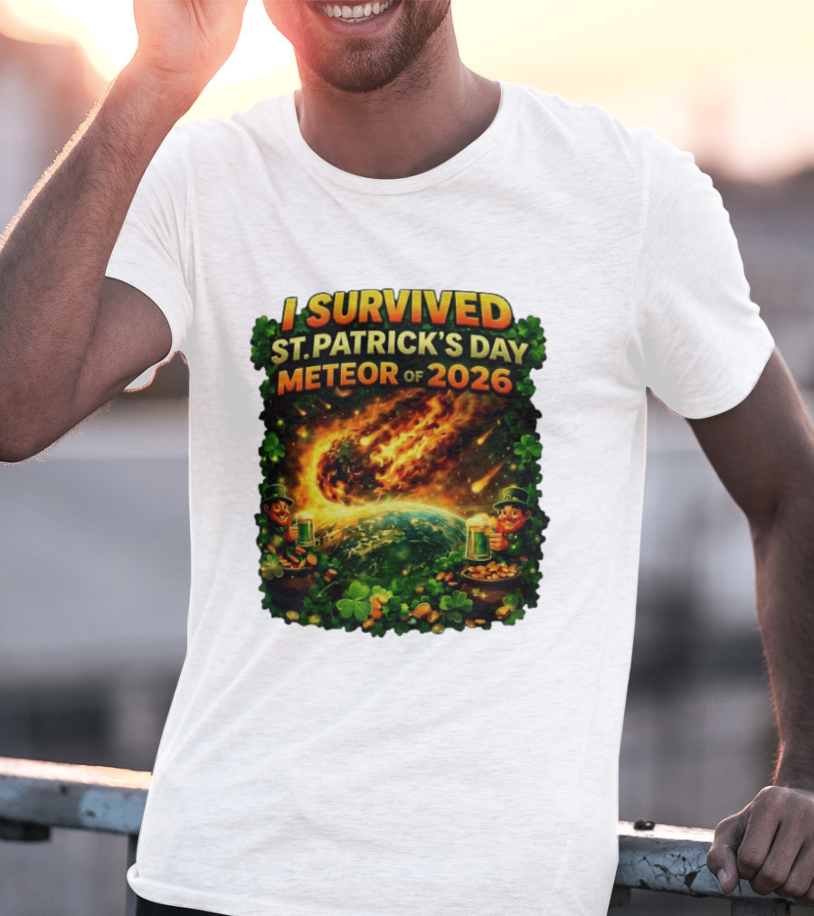 I Survived St. Patrick's Day Meteor Of 2026 Leprechaun Shamrock Adventure T-Shirt