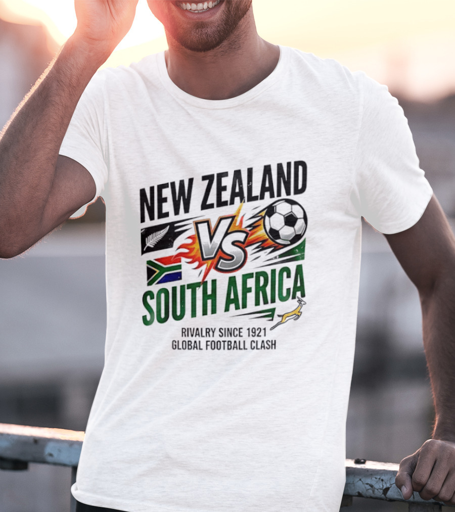 New Zealand Vs South Africa Global Football Clash Rivalry Since 1921 T-Shirt