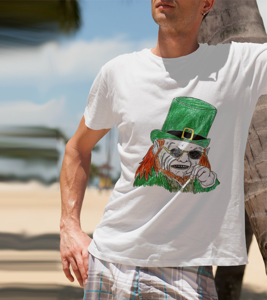 Leprechaun In The Hood Green Hat Sunglasses Red Hair T-Shirt