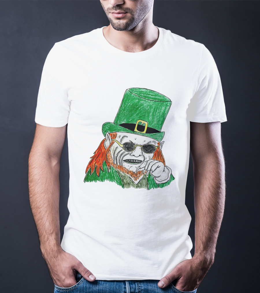 Leprechaun In The Hood Green Hat Sunglasses Red Hair T-Shirt