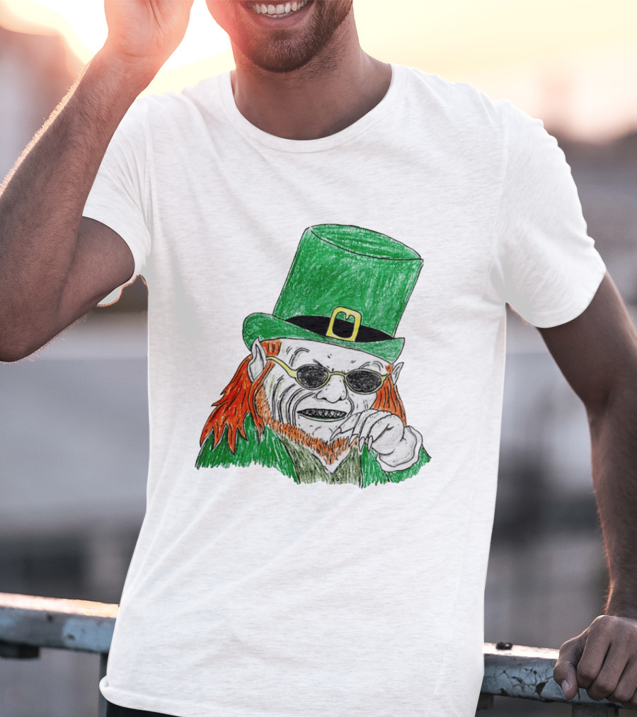 Leprechaun In The Hood Green Hat Sunglasses Red Hair T-Shirt