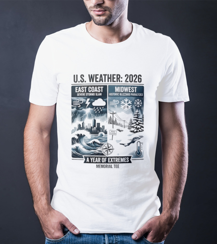 U.S. Weather 2026 East Coast Midwest A Year Of Extremes Memorial T-Shirt