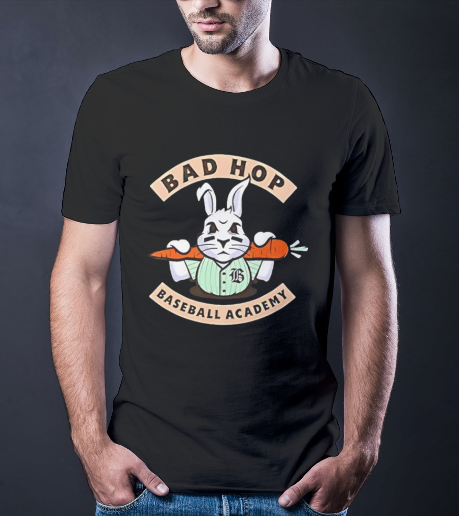 Bad Hop Baseball Academy Angry Bunny Carrot Player T-Shirt