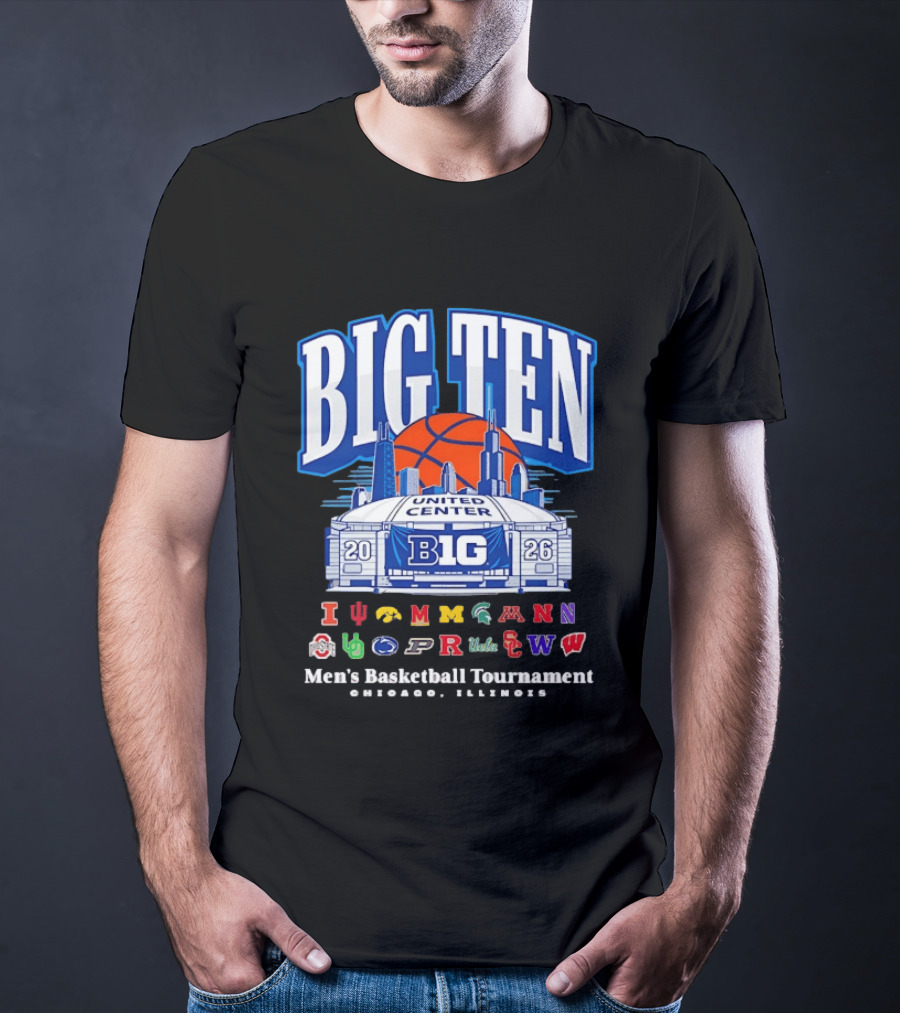 Big Ten 2026 United Center Men's Basketball Tournament Chicago Illinois T-Shirt