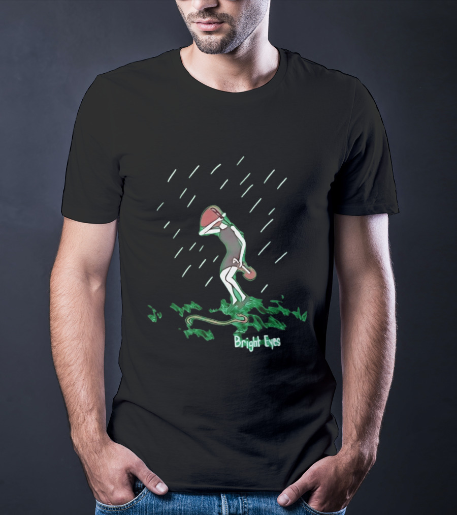 Bright Eyes Rainy Figure And Guitar T-Shirt