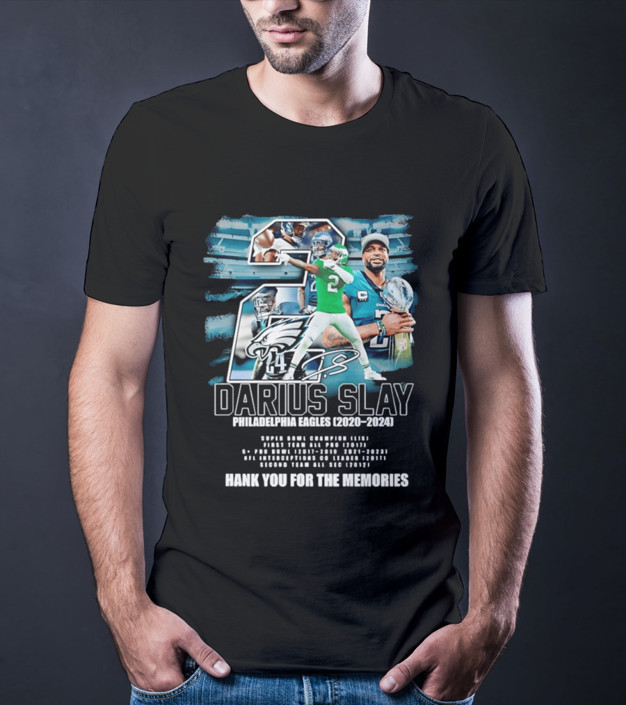 Darius Slay Philadelphia Eagles 2020 2024 Thank You For The Memories NFL Pro Bowl Interceptions T-Shirt