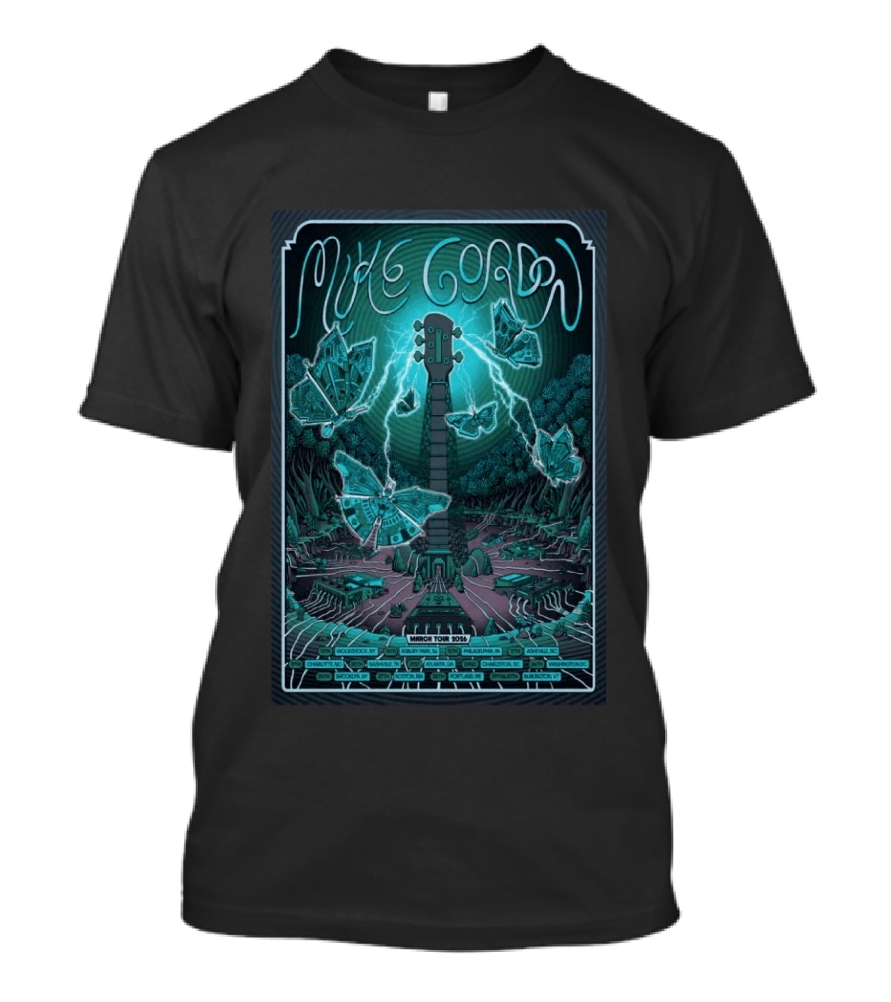 Mike Gordan March Tour 2026 Lightning Butterfly Guitar T-Shirt