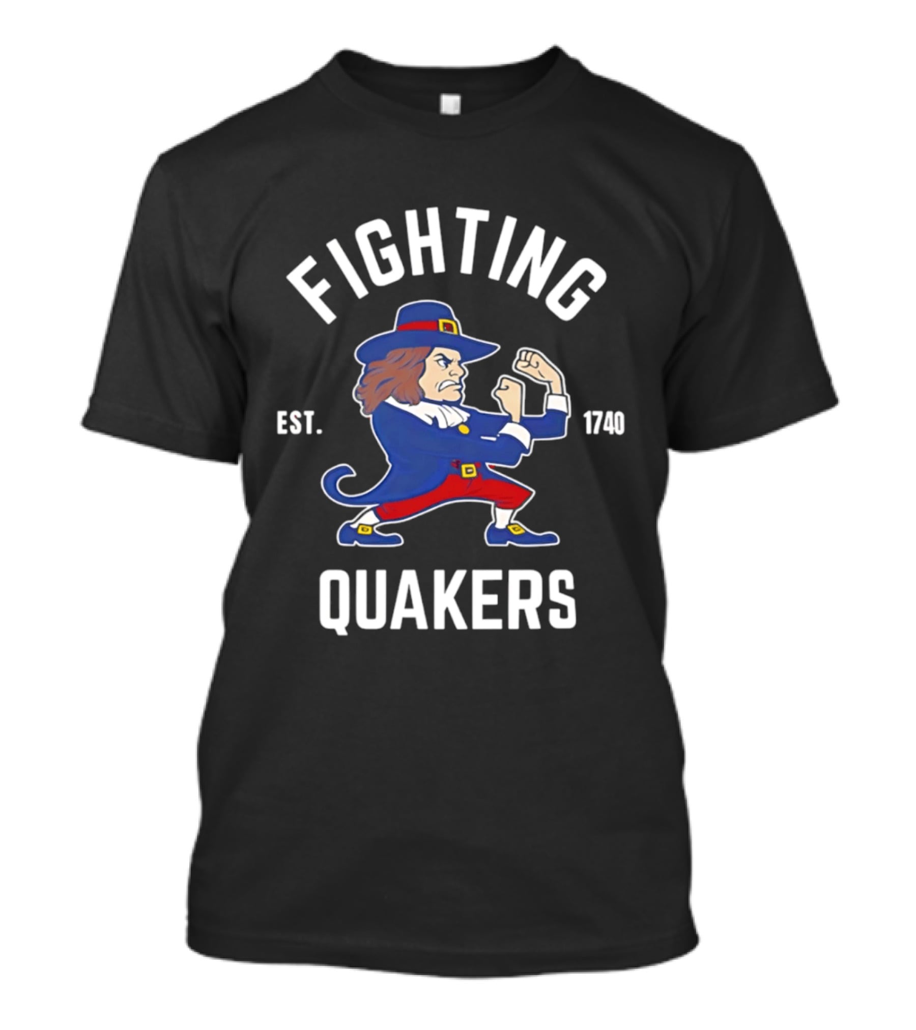 Fighting Quakers Est 1740 Vintage Mascot Image T-Shirt