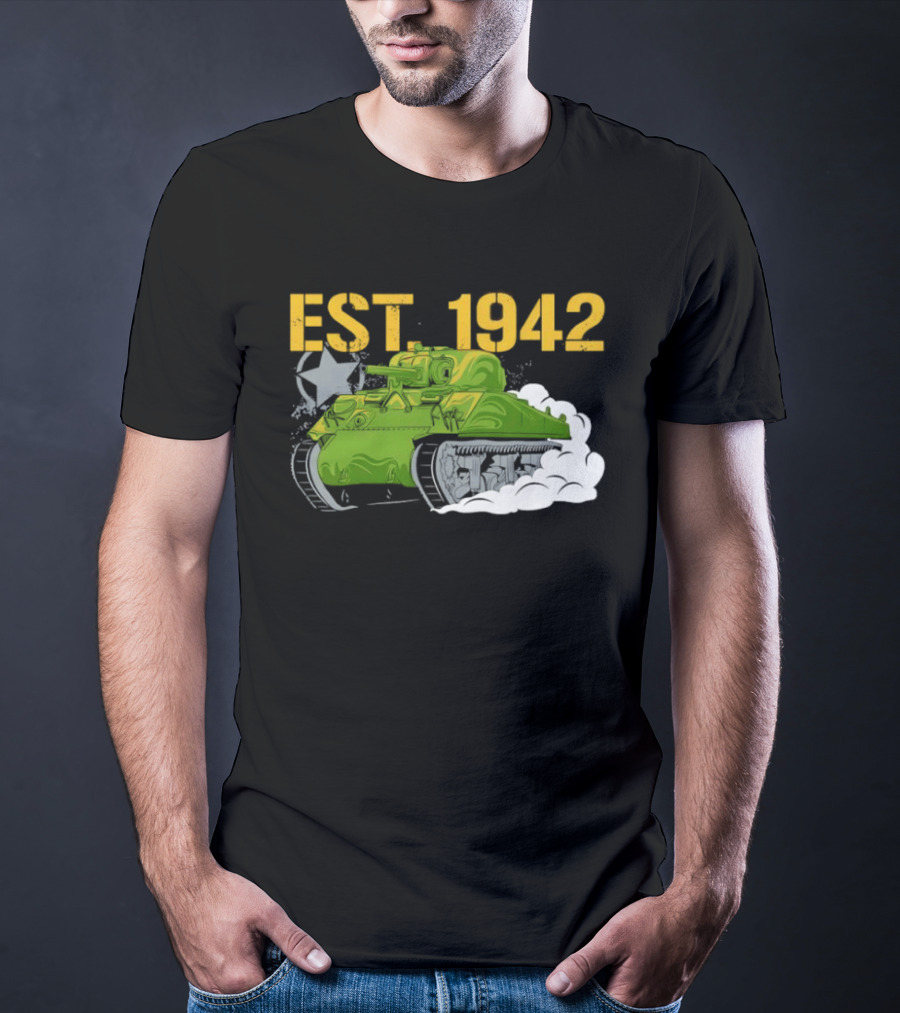 WW2 Sherman Tank EST 1942 World War II Historical Vehicle T-Shirt