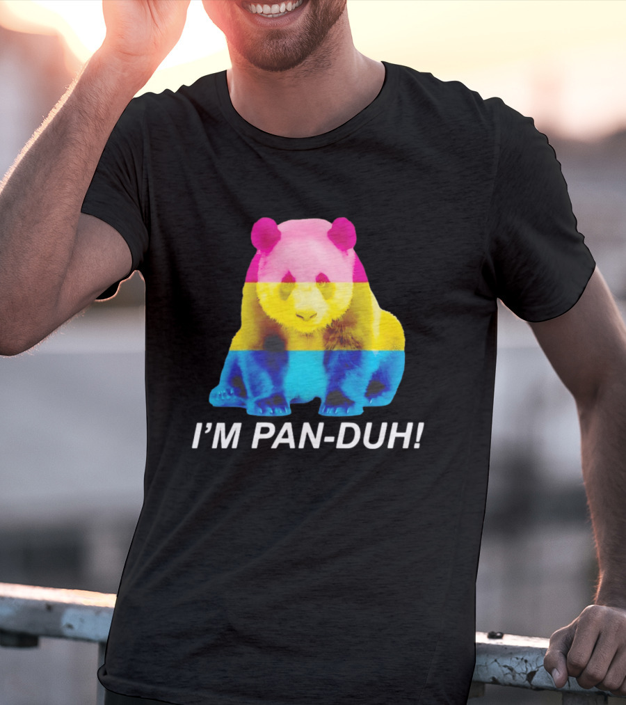 Panda I'm Pan Duh With Pan Flag Colors Panda T-Shirt