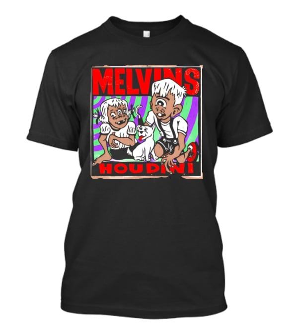 Melvins Houdini Album Cover Art With Two Cartoon Characters And Cat T-Shirt
