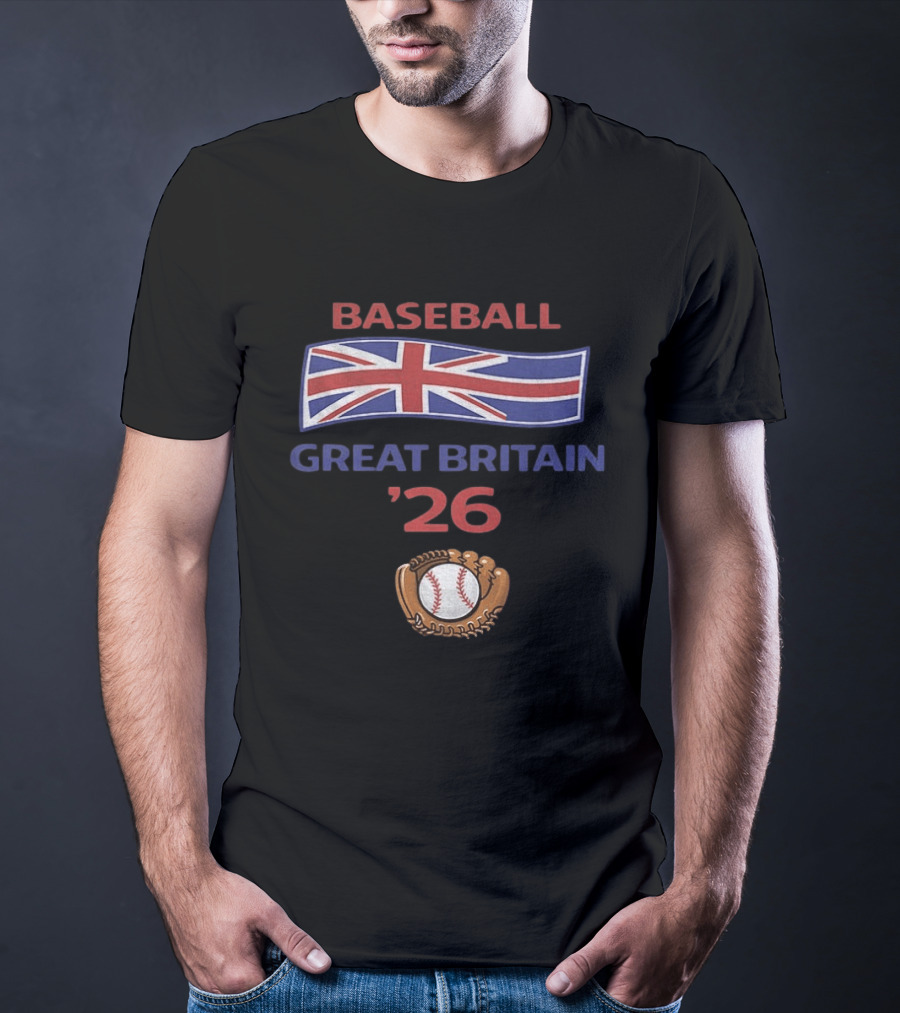 Great Britain Baseball 2026 UK Flag Baseball Glove And Ball T-Shirt