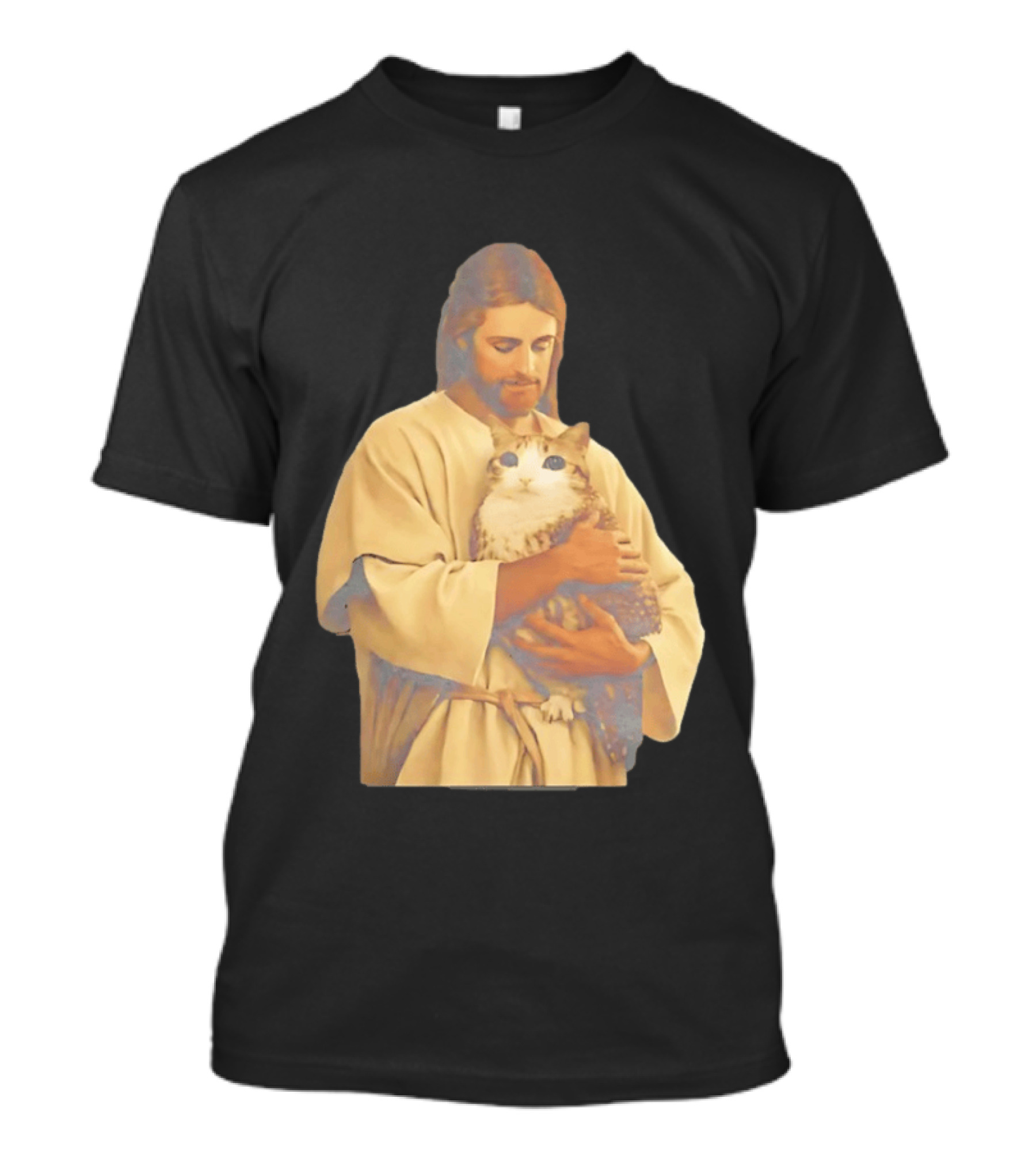 Jesus Embracing Chubby Cat T-Shirt