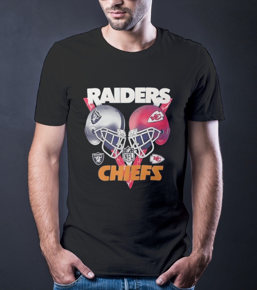 Raiders Vs Chiefs NFL Helmet Showdown T-Shirt