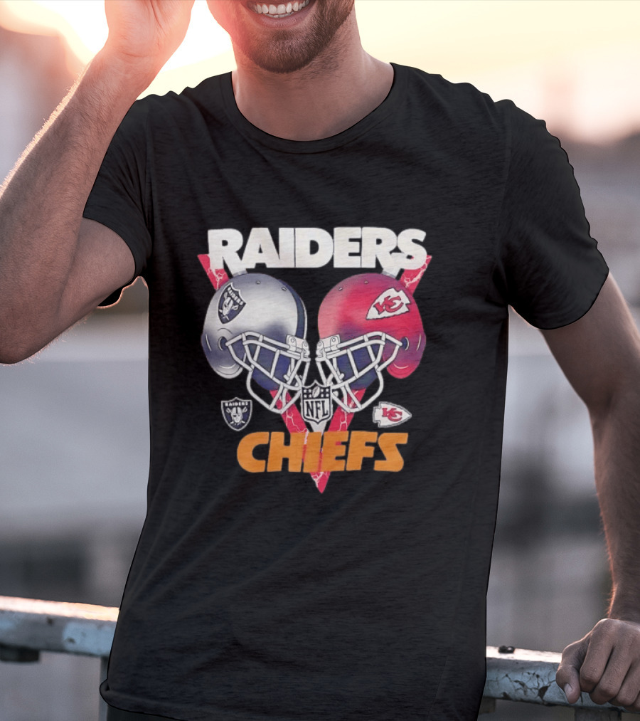 Raiders Vs Chiefs NFL Helmet Showdown T-Shirt