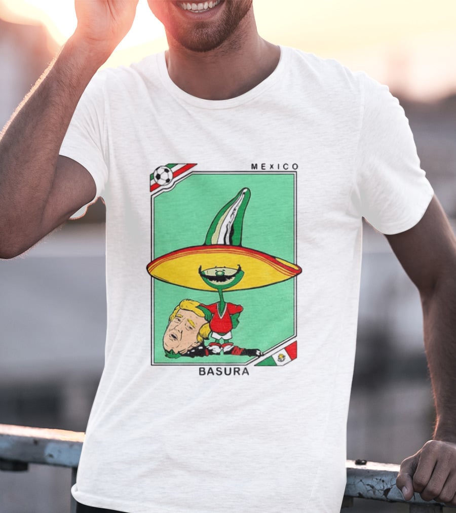 Mexico Basura Trump Football Flag T-Shirt