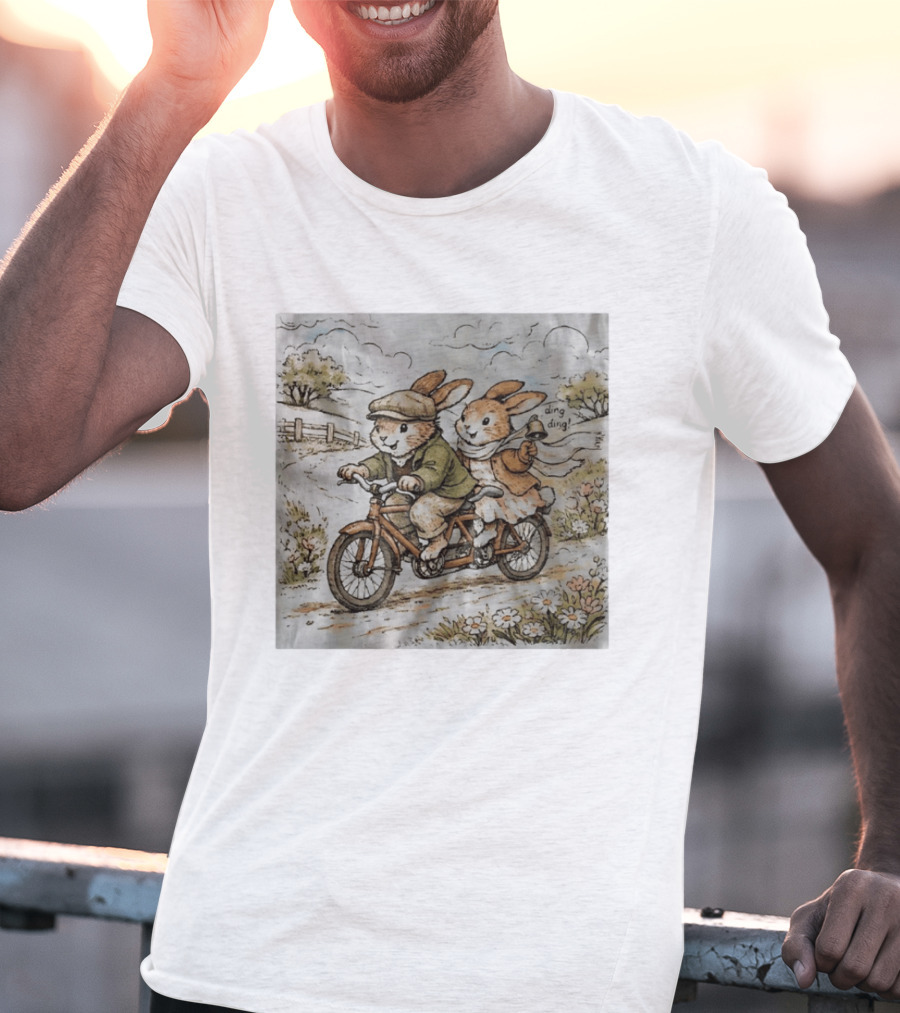 Vintage Rabbit Tandem Bike Adventure Ding Ding T-Shirt