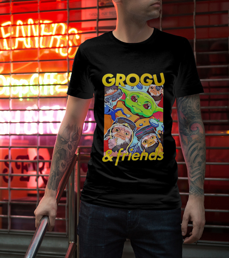 Grogu And Friends Mandalorian Movie Characters T-Shirt