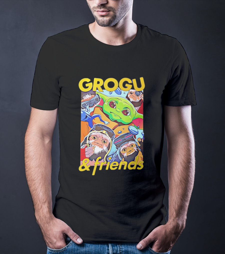 Grogu And Friends Mandalorian Movie Characters T-Shirt