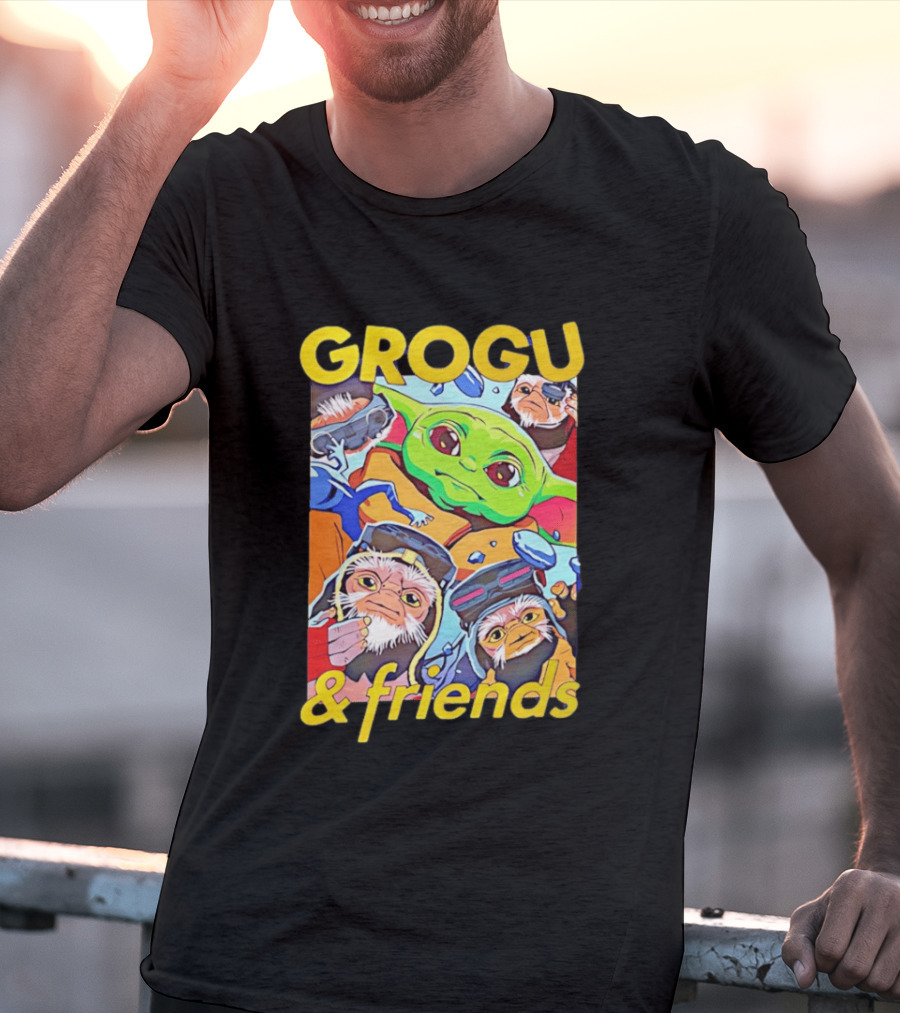Grogu And Friends Mandalorian Movie Characters T-Shirt