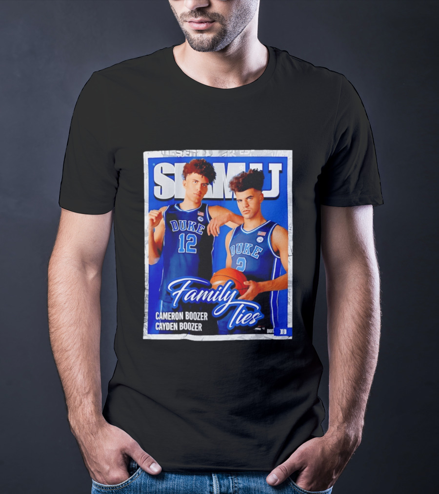 SLAMU Cameron And Cayden Boozer Duke Blue Devils Family Ties Basketball T-Shirt