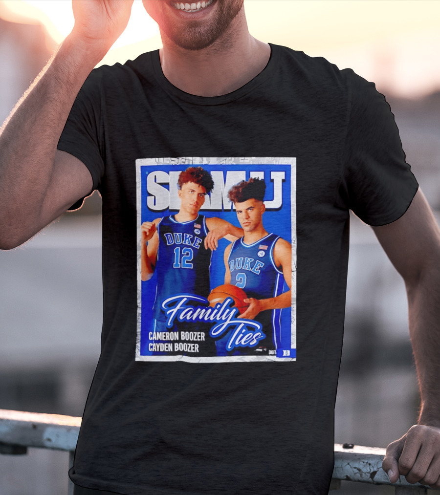 SLAMU Cameron And Cayden Boozer Duke Blue Devils Family Ties Basketball T-Shirt