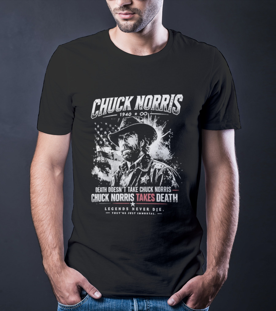 Chuck Norris 1940 & Co Legends Never Die Takes Death T-Shirt