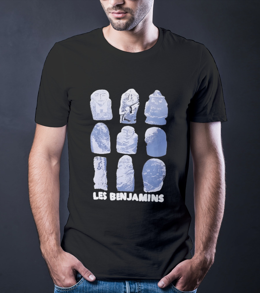 Les Benjamins Stylized Blue Stone Figures Collection T-Shirt
