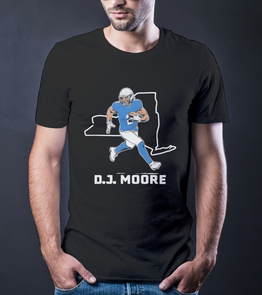 DJ Moore Football Player Carolina Panthers New York Map T-Shirt