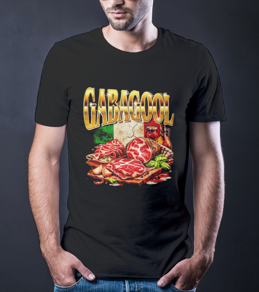 Gabagool Italian Cuisine With Italian Flag And Traditional Ingredients T-Shirt